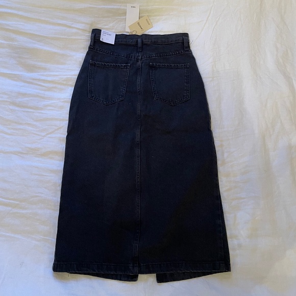 NWT Mango Calf Length, Midi, Black Denim Slit Skirt, Small - Picture 3 of 6